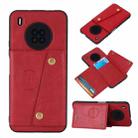 For Huawei Y9a Double Buckle PU + TPU Shockproof Magnetic Protective Case with Card Slot & Holder(Red) - 1