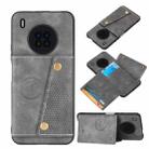 For Huawei Y9a Double Buckle PU + TPU Shockproof Magnetic Protective Case with Card Slot & Holder(Grey) - 1
