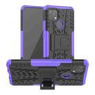 For OPPO A15 Tire Texture Shockproof TPU+PC Protective Case with Holder(Purple) - 1