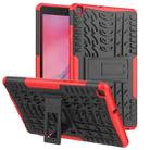 For Samsung Galaxy Tab A8.0 (2019) T295 / T290 Tire Texture TPU+PC Shockproof Case with Holder(Red) - 1