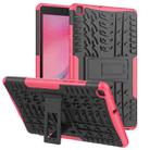 For Samsung Galaxy Tab A8.0 (2019) T295 / T290 Tire Texture TPU+PC Shockproof Case with Holder(Pink) - 1