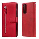 For Huawei P smart 2021 Fashion Calf Texture Zipper Horizontal Flip Leather Case with Stand & Card Slots & Wallet Function(Red) - 1