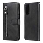 For Huawei Y7a Fashion Calf Texture Zipper Horizontal Flip Leather Case with Stand & Card Slots & Wallet Function(Black) - 1