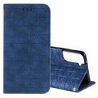 For Samsung Galaxy S21+ 5G Lucky Flowers Embossing Pattern Magnetic Horizontal Flip Leather Case with Holder & Card Slots(Dark Blue) - 1