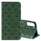 For Samsung Galaxy S21+ 5G Lucky Flowers Embossing Pattern Magnetic Horizontal Flip Leather Case with Holder & Card Slots(Dark Green) - 1