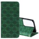 For Samsung Galaxy S21 Ultra 5G Lucky Flowers Embossing Pattern Magnetic Horizontal Flip Leather Case with Holder & Card Slots(Dark Green) - 1