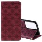 For Samsung Galaxy S21 Ultra 5G Lucky Flowers Embossing Pattern Magnetic Horizontal Flip Leather Case with Holder & Card Slots(Wine Red) - 1