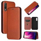 For Rakuten Hand Carbon Fiber Texture Horizontal Flip TPU + PC + PU Leather Case with Card Slot(Brown) - 1