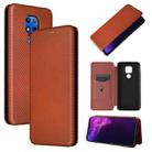 For Motorola Moto G Play (2021) Carbon Fiber Texture Horizontal Flip TPU + PC + PU Leather Case with Card Slot(Brown) - 1
