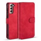 For Samsung Galaxy S21+ 5G DG.MING Retro Oil Side Horizontal Flip Case with Holder & Card Slots & Wallet(Red) - 1
