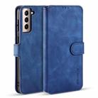 For Samsung Galaxy S21+ 5G DG.MING Retro Oil Side Horizontal Flip Case with Holder & Card Slots & Wallet(Blue) - 1