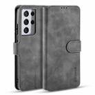 For Samsung Galaxy S21 Ultra 5G DG.MING Retro Oil Side Horizontal Flip Case with Holder & Card Slots & Wallet(Grey) - 1