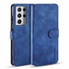 For Samsung Galaxy S21 Ultra 5G DG.MING Retro Oil Side Horizontal Flip Case with Holder & Card Slots & Wallet(Blue) - 1