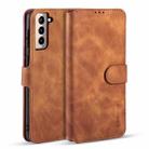 For Samsung Galaxy S21 5G DG.MING Retro Oil Side Horizontal Flip Case with Holder & Card Slots & Wallet(Brown) - 1