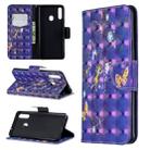 For Galaxy A20s 3D Pattern Colored Drawing Horizontal Flip Leather Case with Holder & Card Slots & Wallet(Purple Butterfly) - 1