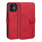 For iPhone 12 mini DG.MING Retro Oil Side Horizontal Flip Case with Holder & Card Slots & Wallet (Red) - 1