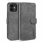 For iPhone 12 mini DG.MING Retro Oil Side Horizontal Flip Case with Holder & Card Slots & Wallet (Grey) - 1