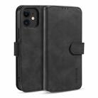 For iPhone 12 mini DG.MING Retro Oil Side Horizontal Flip Case with Holder & Card Slots & Wallet (Black) - 1