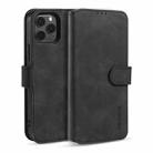 For iPhone 12 / 12 Pro DG.MING Retro Oil Side Horizontal Flip Case with Holder & Card Slots & Wallet(Black) - 1