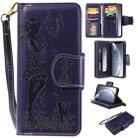 For iPhone 11 Pro Woman and Cat Embossed Horizontal Flip Leather Case, with Wallet & Holder & Card Slots & Photo Frame & Mirror & Lanyard(Purple) - 1
