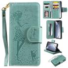 For iPhone 11 Pro Woman and Cat Embossed Horizontal Flip Leather Case, with Wallet & Holder & Card Slots & Photo Frame & Mirror & Lanyard(Green) - 1