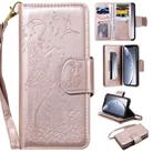 For iPhone 11 Pro Woman and Cat Embossed Horizontal Flip Leather Case, with Wallet & Holder & Card Slots & Photo Frame & Mirror & Lanyard(Rose Gold) - 1