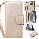 For iPhone 11 Pro Woman and Cat Embossed Horizontal Flip Leather Case, with Wallet & Holder & Card Slots & Photo Frame & Mirror & Lanyard(Gold) - 1