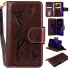 For iPhone 11 Woman and Cat Embossed Horizontal Flip Leather Case, with Wallet & Holder & Card Slots & Photo Frame & Mirror & Lanyard(Brown) - 1