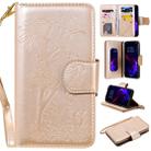 For iPhone 11 Woman and Cat Embossed Horizontal Flip Leather Case, with Wallet & Holder & Card Slots & Photo Frame & Mirror & Lanyard(Gold) - 1