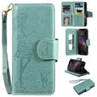 For iPhone 11 Pro Max Woman and Cat Embossed Horizontal Flip Leather Case, with Wallet & Holder & Card Slots & Photo Frame & Mirror & Lanyard(Green) - 1