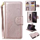 For iPhone 11 Pro Max Woman and Cat Embossed Horizontal Flip Leather Case, with Wallet & Holder & Card Slots & Photo Frame & Mirror & Lanyard(Rose Gold) - 1