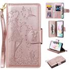 For Galaxy Note 10 Plus Woman and Cat Embossed Horizontal Flip Leather Case, with Wallet & Holder & Card Slots & Photo Frame & Mirror & Lanyard(Rose Gold) - 1