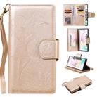 For Galaxy Note 10 Plus Woman and Cat Embossed Horizontal Flip Leather Case, with Wallet & Holder & Card Slots & Photo Frame & Mirror & Lanyard(Gold) - 1