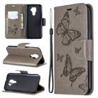 For Huawei Mate 30 Lite Two Butterflies Embossing Pattern Horizontal Flip Leather Case with Holder & Card Slot & Wallet & Lanyard(Grey) - 1