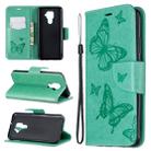 For Huawei Mate 30 Lite Two Butterflies Embossing Pattern Horizontal Flip Leather Case with Holder & Card Slot & Wallet & Lanyard(Green) - 1