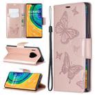 For Huawei Mate 30 Pro Two Butterflies Embossing Pattern Horizontal Flip Leather Case with Holder & Card Slot & Wallet & Lanyard(Gold) - 1