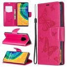 For Huawei Mate 30 Pro Two Butterflies Embossing Pattern Horizontal Flip Leather Case with Holder & Card Slot & Wallet & Lanyard(Rose Red) - 1