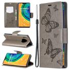 For Huawei Mate 30 Pro Two Butterflies Embossing Pattern Horizontal Flip Leather Case with Holder & Card Slot & Wallet & Lanyard(Grey) - 1