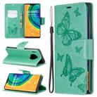 For Huawei Mate 30 Pro Two Butterflies Embossing Pattern Horizontal Flip Leather Case with Holder & Card Slot & Wallet & Lanyard(Green) - 1