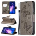 For Xiaomi Redmi Note 8 Two Butterflies Embossing Pattern Horizontal Flip Leather Case with Holder & Card Slot & Wallet & Lanyard(Grey) - 1