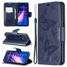 For Xiaomi Redmi Note 8 Two Butterflies Embossing Pattern Horizontal Flip Leather Case with Holder & Card Slot & Wallet & Lanyard(Dark Blue) - 1