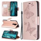 For Xiaomi Redmi Note 8 Pro Two Butterflies Embossing Pattern Horizontal Flip Leather Case with Holder & Card Slot & Wallet & Lanyard(Gold) - 1