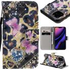 For iPhone 11 Pro 3D Painted Pattern Horizontal Flip Leather Case, with Wallet & Holder & Card Slots & Lanyard(Pink Butterfly) - 1