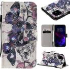 For iPhone 11 3D Painted Pattern Horizontal Flip Leather Case, with Wallet & Holder & Card Slots & Lanyard(Black Butterfly) - 1