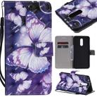 For LG Stylo 5 3D Painted Pattern Horizontal Flip Leather Case, with Wallet & Holder & Card Slots & Lanyard(Purple Butterfly) - 1