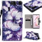 For Galaxy Note 10 3D Painted Pattern Horizontal Flip Leather Case, with Wallet & Holder & Card Slots & Lanyard(Purple Butterfly) - 1