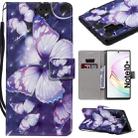 For Galaxy Note 10 Plus 3D Painted Pattern Horizontal Flip Leather Case, with Wallet & Holder & Card Slots & Lanyard(Purple Butterfly) - 1