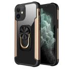 For iPhone 12 mini PC +TPU + Metal Shockproof Protective Case with Ring Holder (Gold) - 1