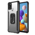 For Samsung Galaxy A21s PC +TPU + Metal Shockproof Protective Case with Ring Holder(Black) - 1