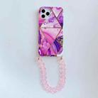 For iPhone 12 mini Electroplating Splicing TPU Protective Case with Chain Strap (Purple) - 1